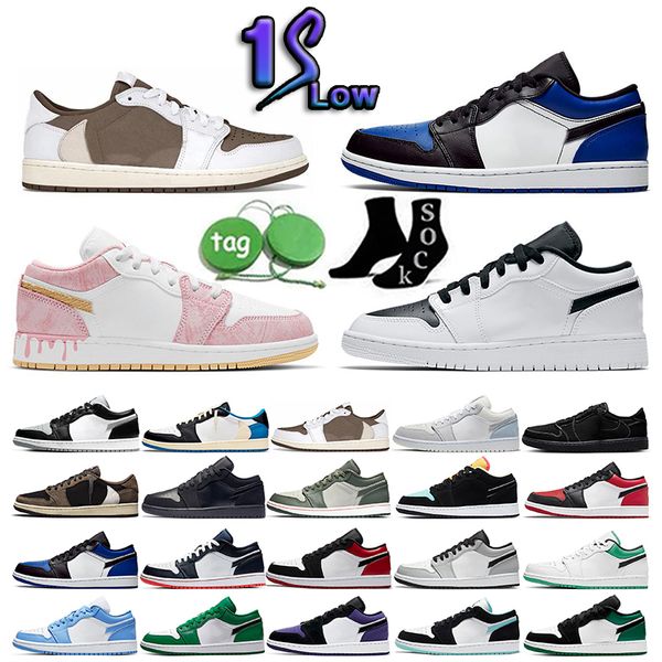 

1 1s low mens basketball shoes sneaker black phantom reverse mocha fragment dark mocha white camo wolf grey paint drip diamond men women tra
