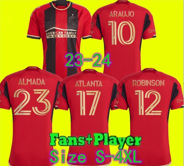 

size s-4xl 2023 2024 atlanta united soccer jersey martinez moreno rossetto almiron robinson fc connection football shirt, Black;yellow
