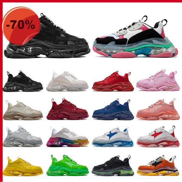 

sandals new 2022 men women dad shoes 17fw triple s casual shoes clear bubble bottom mens sneakers black red old grandpa trainer chaussures 3