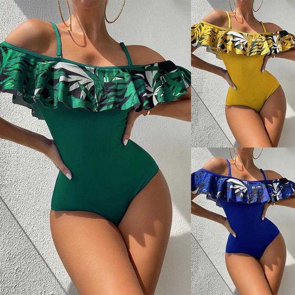

ruffled one piece suspenders swimsuit fashion polyester slim, White;black