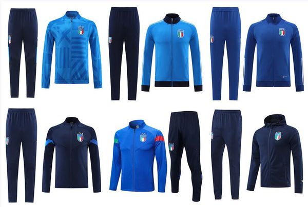 

22 23 italys tracksuits camisetas de football tracksuit 2022/23 italy man set training suit jacket barca chandal futbol survetement italiana, Black