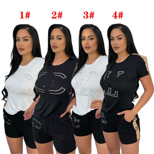 

2023 designer jogger suits brand tracksuits summer women outfits two piece set short sleeve t-shirt and shorts casual fitness sportswear whi, Gray