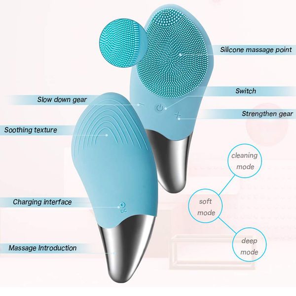 

skin care tool electric face cleansing brush silicone sonic deep washing for cleansing and exfoliating facial cleaner personal skincare brus