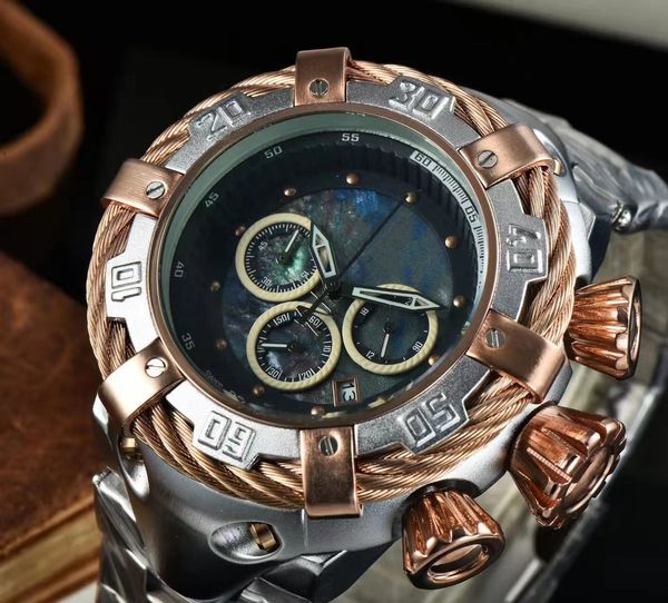 

2022 diving large dial domineer personality six needle quartz watch, Slivery;golden