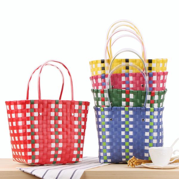 

shopping bag's handbags woven luxury tote handmade plastic summer beach designer female casual storage basket 230216