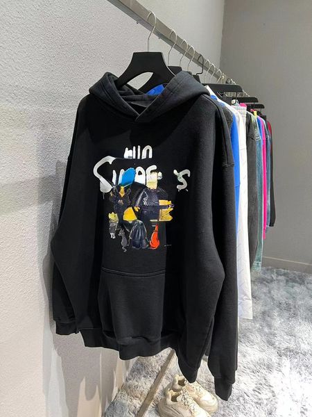 

womens hoodies sweatshirts bale high street men brand arrival printed crew neck oversized hoodie 230216, Black