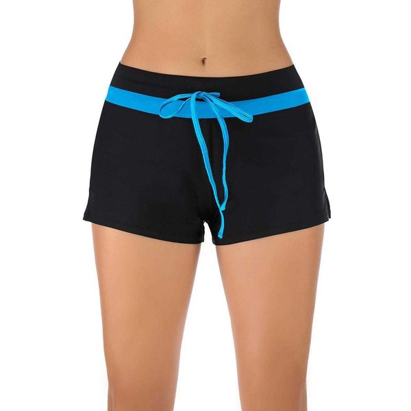 

swimming trunks boxer womens anti swimwear exposure conservative solid, White;black