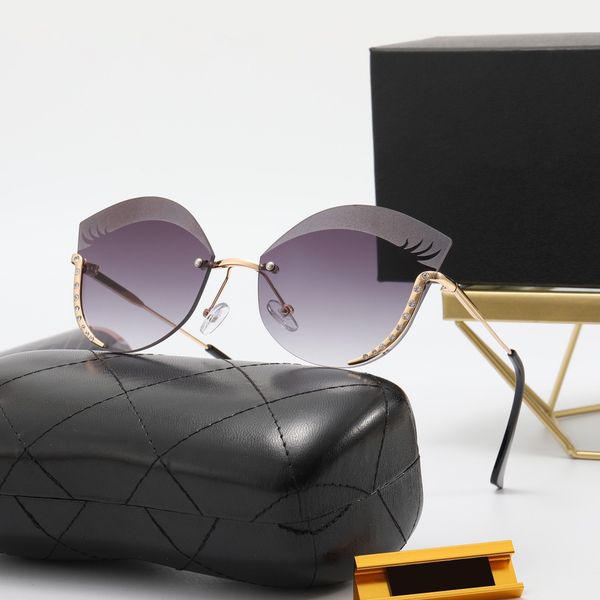 

2023 new fashion design rimless cat eye sunglasses anti-uv trend boom, White;black