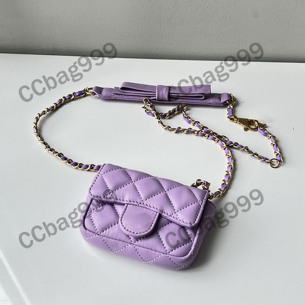 

early autumn bow flap mini chain bags wallets vintage shiny fluffy genuine leather waist bag with purses famous designer tote luxurys handba