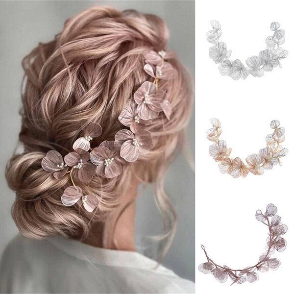 

wedding hair jewelry bridal leaf pearl headband band tiara for women bride party queen accessories band gift 230216, Slivery;golden