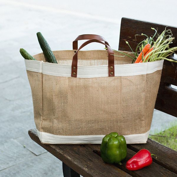 

shopping bags woman cotton hemp linen shopper bag portable large handbags recycling tote capacity women shop 230216