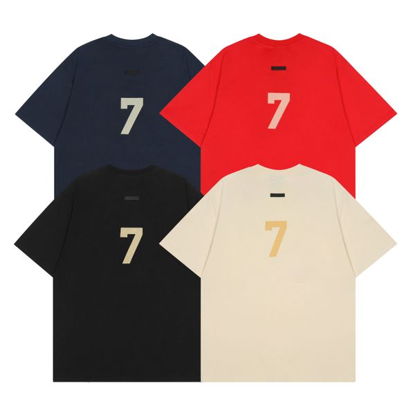 

2023 essential mens t shirts chest letter laminated print ess short sleeve high street loose oversize casual t-shirt cotton, White;black