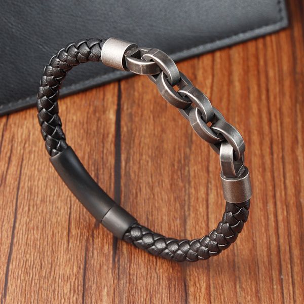 

charm bracelets leather infinity shape special pattern mens for men stainless steel jewelry accessories gift 230215, Golden;silver