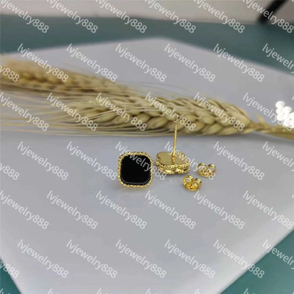 

designer stud charm size 0.9cm earrings for women 4 leaf fashion luxury wedding valentine's day jewelry with box linkb, Golden