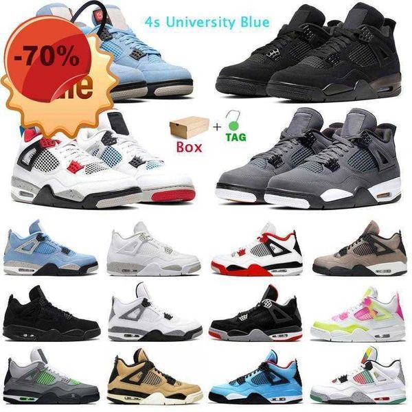 

sandals 4s 2022 jumpman basketball shoes 4 university blue white oreo fire red black mens trainers sports sneakers eur 36-45