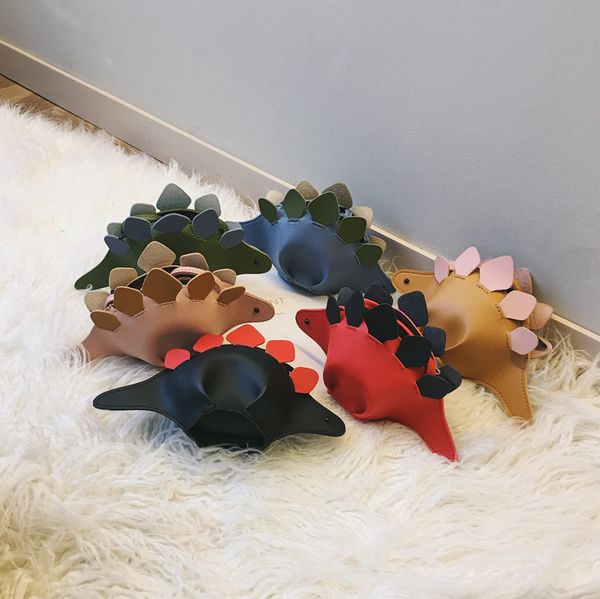 

2023 fashion girls mini coin purse dinosaur design pu crossbody bag kids cartoon hit color messenger bags women shoulder bags