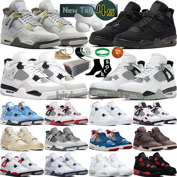 

4 basketball shoes for men women 4s craft seafoam military black cat sail canvas white oreo midnight navy university blue thunder red bred n