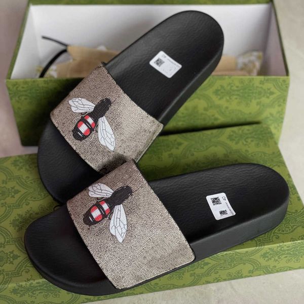 

designer sandals men slides women sandal gear bottoms floral brocade slipper flip flops striped beach causal shoes with box eu35-47 big size, Black