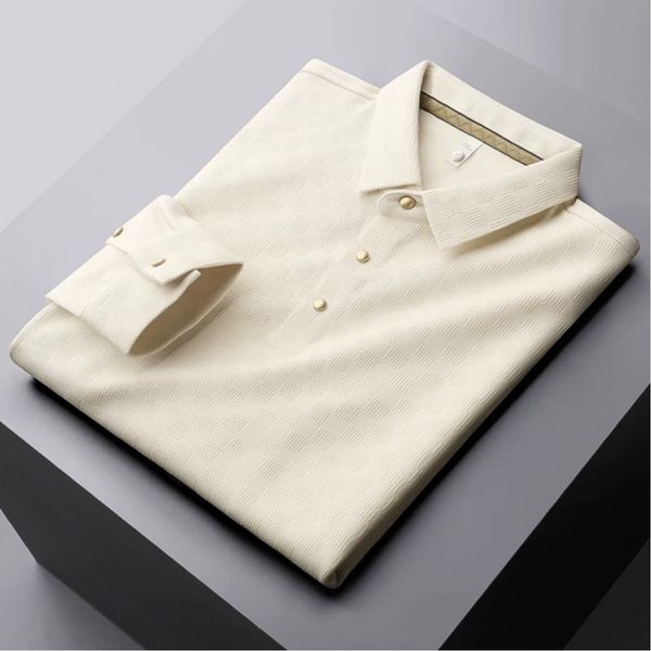 

men's polos end high european fashion jacquard polo shirt men's long sleeve 2023 autumn korean casual lapel paul tshirt luxury 230, White;black
