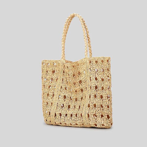

casual hollow straw shoulder bags paper woven women handbags handmade summer beach large tote bag big bali purses 2023 holiday 230129