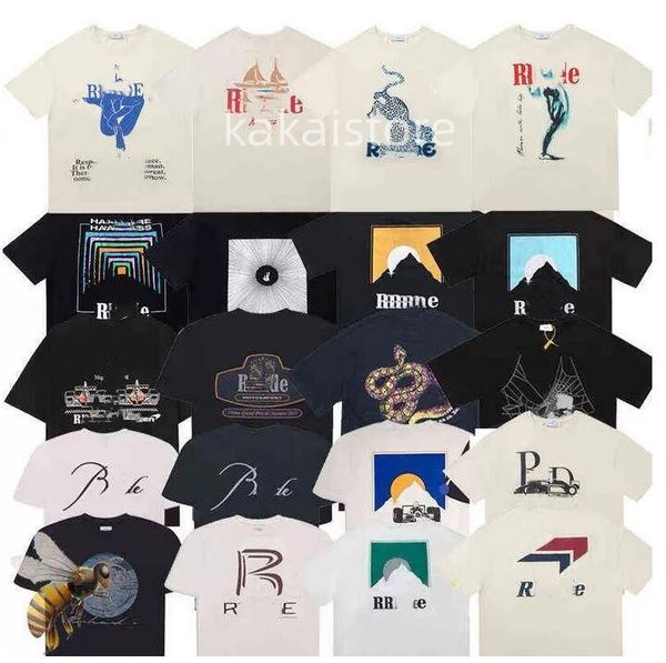 

2023 designer shirts summer mens t-shirts womens rhudes designers for men letter polos embroidery tshirts clothing short sleeved tshirt lar, White;black