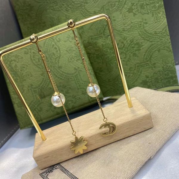 

brand earrings designer for women fashion brand pearl rhinestone letter sun flower pendant female celebrity same style luxury earrings high-, Silver