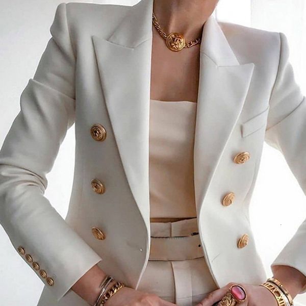 

womens suits blazers women coat blazer female autumn winter long sleeve double breasted suit jacket casual traje 230216, White;black