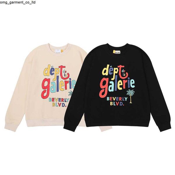 

new designer fashion brand galery dept graffiti rainbow funny letter printing terry round neck men's women's sweater hoodie, Black