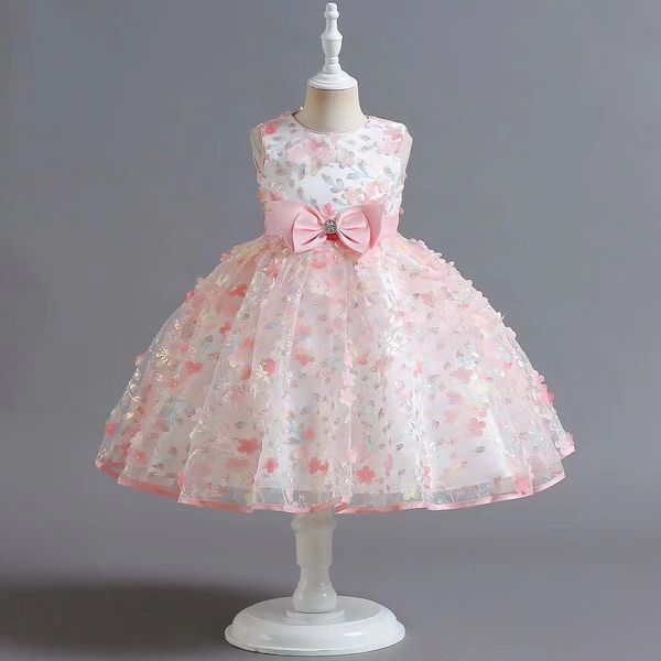 

pink flower girls dresses appliques sequined handmade ball gown ruffles tulle pageant dresses for girls baby wedding crystal beaded birthday, White;blue