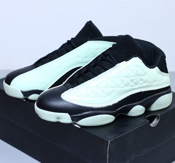 

13s barley green black basketball shoes singles day sneaker luminous outsole geometric suture trainer