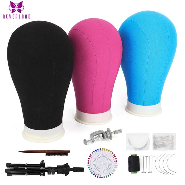 

wig stand training head kit wig mannequin head for wigs stands table clamp tripod professional styling head canvas block accessories wig 230, White