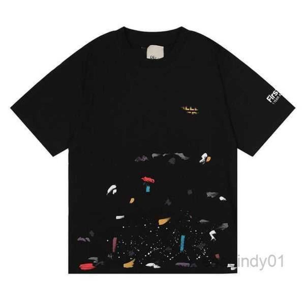

gal lavin mens designer t shirt casual man womens tees hand-painted ink splash graffiti letters loose short-sleeved round neck clotheskius, White;black