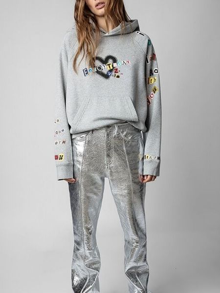 

womens hoodies sweatshirts autumn winter heart printed letter patchwork women casual hooded pullover sweater 230216, Black