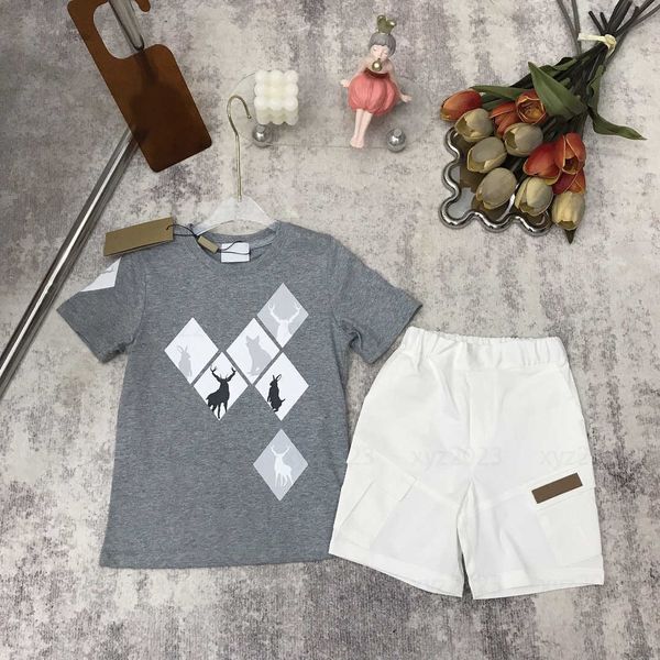 

luxury kids dress child sets baby clothes summer 2pcs t-shirt and shorts geometric design pattern new listing handsome size 100-150 cm, White