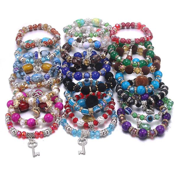 

bangle 10pcslot mixed bracelet fashion trend women small surprise gift jewelry multicolor friendship charm 230215, Black