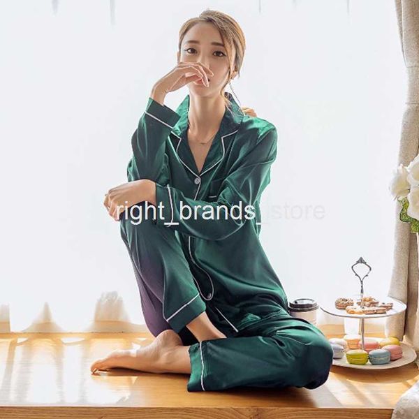 

women's sleepwear womens silk satin pajamas pyjamas set long sleeve sleepwear pijama pajamas suit female sleep two piece set loungewear, Black;red
