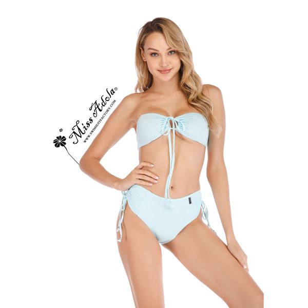 

ins2021 new amazon solid color split swimsuit europe and america cross border adjustable banded bikini swimsuit, White;black