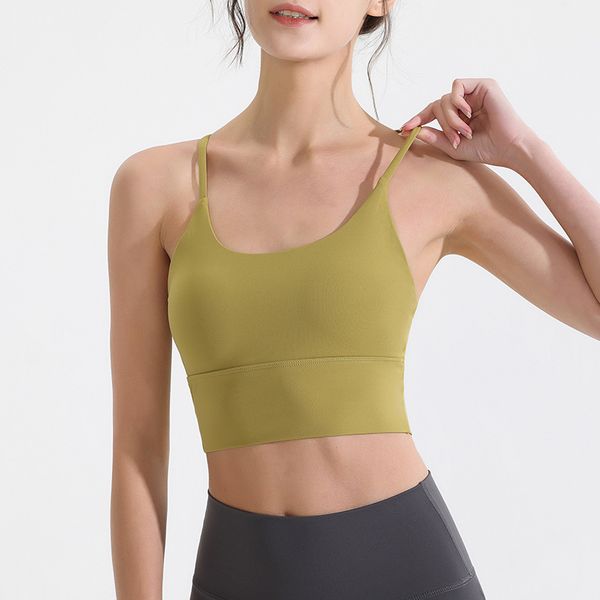 

sports underwear women's yoga shock-proof running pilates fitness bra thin shoulder strap back yoga suit vest sling top