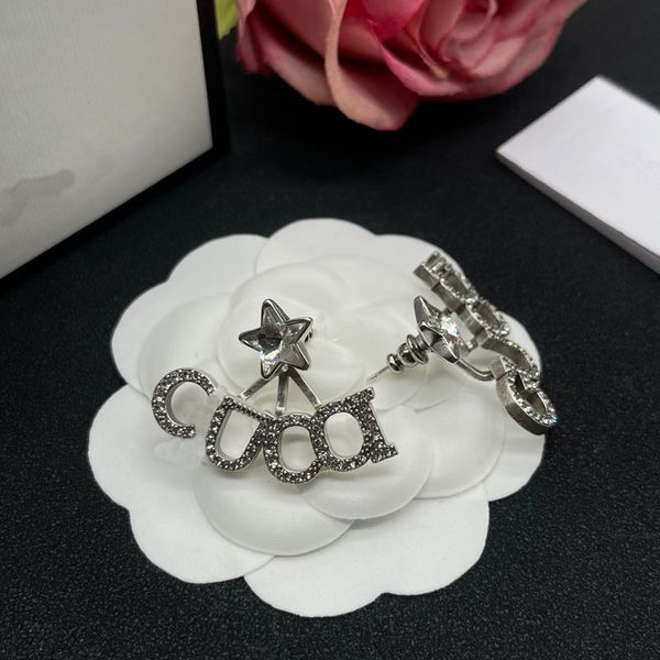 

stud new luxury pearl letter star designer earrings, used for women's party wedding jewelry inlaid with diamonds trend accessories vers, Golden;silver