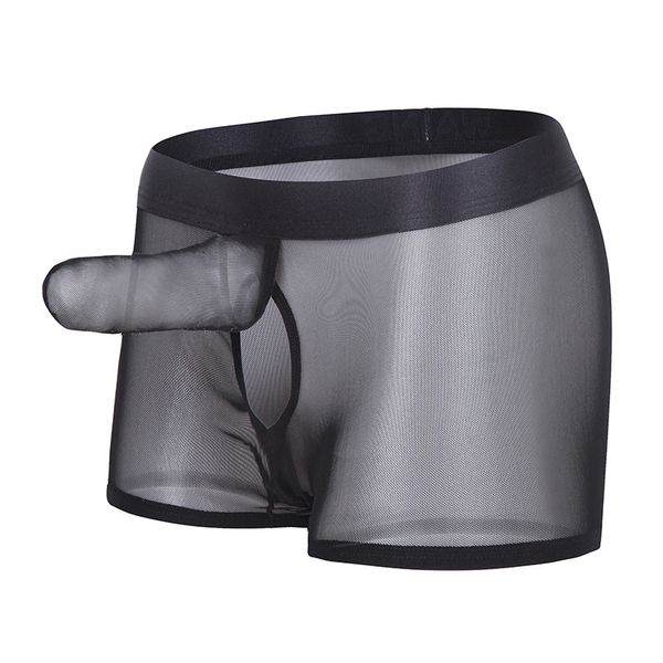 

panties panties, boxer pants, ultra thin sheer gauze with jj underwear set, men's elephant nose shorts, Black;white