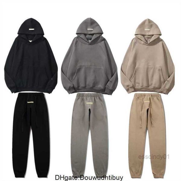 

ess classic men's and women alike hoodie long sleeve essential trapstar cashmere thick sweater women's sweat shirts loose springmh, Black