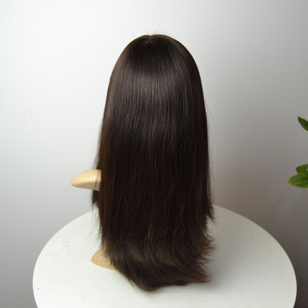 

natural black jewish wigs kosher sheitel wigs 1b 2# 4# 6# 8# brown brazlian human virgin hair silk small layer style 1 8-28 inch, Black;brown