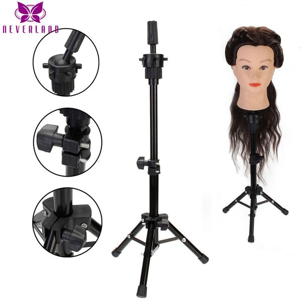 

wig stand maniquin head stand adjustable salon wig tripod stand wig hair styling practice hairdressing training head clamp wig head stand 23, White