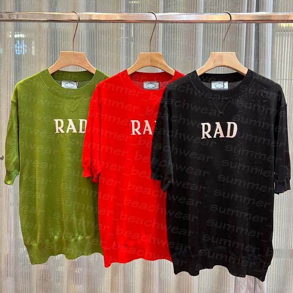 

jacquard letter knits tee women short sleeve tees crew neck knitted pullover designer knitted t shirt, White