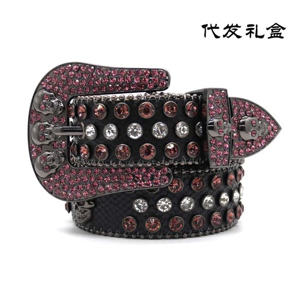 

belts adhesives hand inlaid diamond street trend new belt for men and women versatile skeleton design classic alloy pin buckle, Black;brown