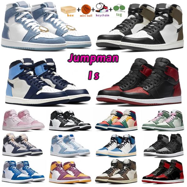

new jumpman 1s basketball shoes 1 university blue dark mocha unc light smoke grey hyper chicago bred royal silver toe shadow twist men women