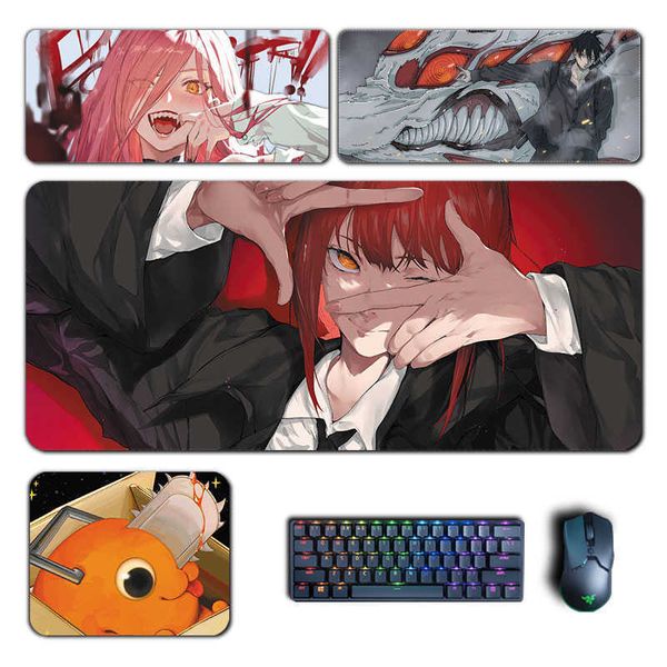 Mouse Pads Wrist Rests Anime Chainsaw man Large Mouse Pads Makima Power Aki Denji Mousepad Computer Laptop Gamer Pad PC Gaming Accessories Desk Mats C260729