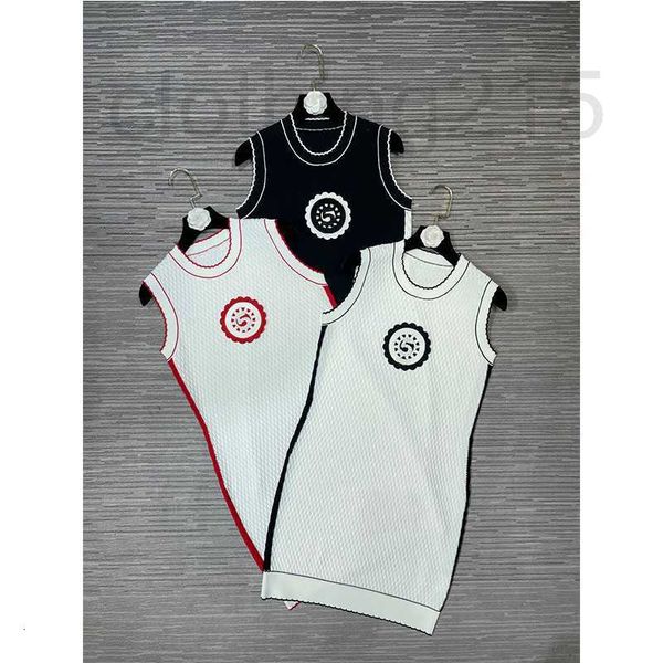 

casual dresses designer 2023 new luxury fashion knitted elegant tank women o-neck sleeveless sequin letter pattern straight mini i5f7, Black;gray