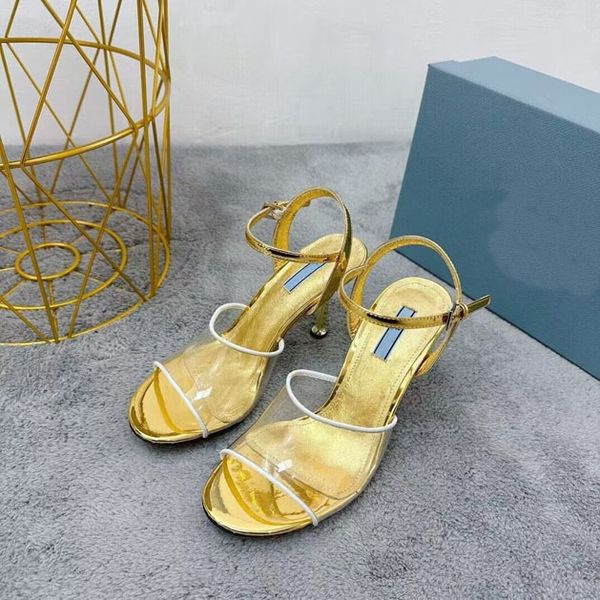 

european and american sandals open-toe sandals, women's transparent high-heeled shoes 9cm classic fashion, leather production, standard, Black
