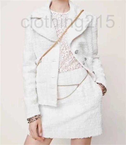 

two piece dress designer 2022western suit jacket new autumn winter women's coat designer fashion tweed casual spring birthday gift vale, White
